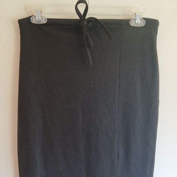 Vintage 90s Ann Mali Pull On Knit Maxi Skirt Size Small Gray Slit Whimsigoth - Picture 4 of 10